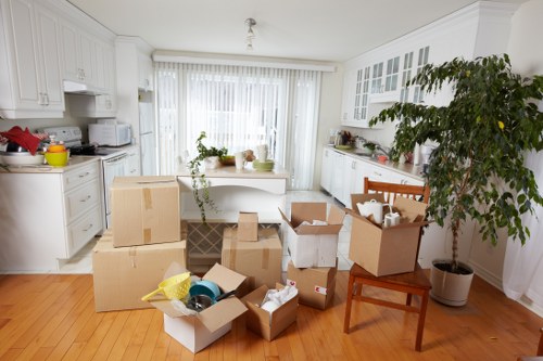 Boxes and furniture loaded for a local move in Roehampton