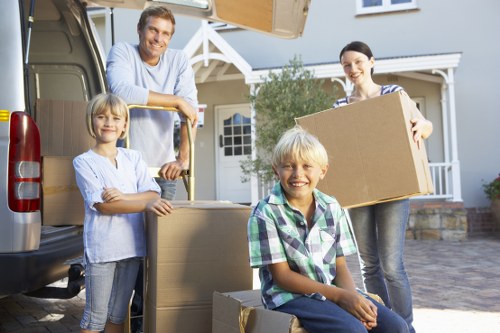 Professional movers packing household items in Roehampton