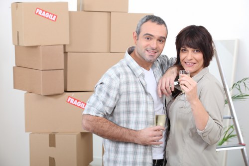 Movers assessing a property access route